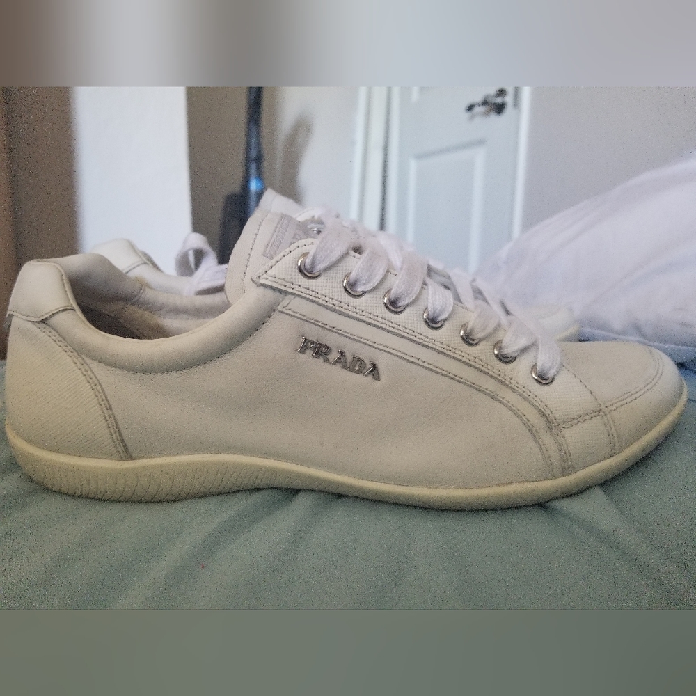 White leather Prada Sneakers